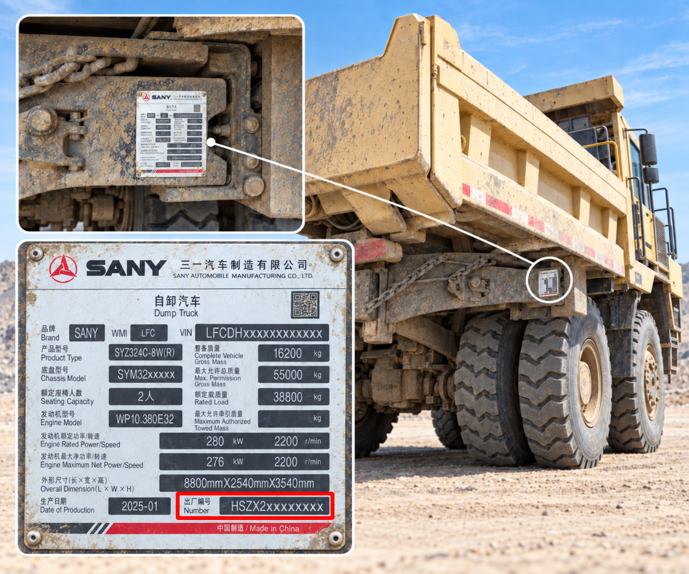 Dump truck used as a location example